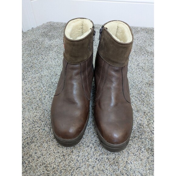 Pajar Canada Women's/ Men's Brown Leather  Tracker Side Zip Sherpa Lined Patches - Picture 2 of 11